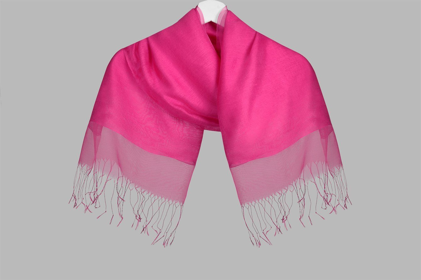 Çift Katlı Fuşya Tül Şal