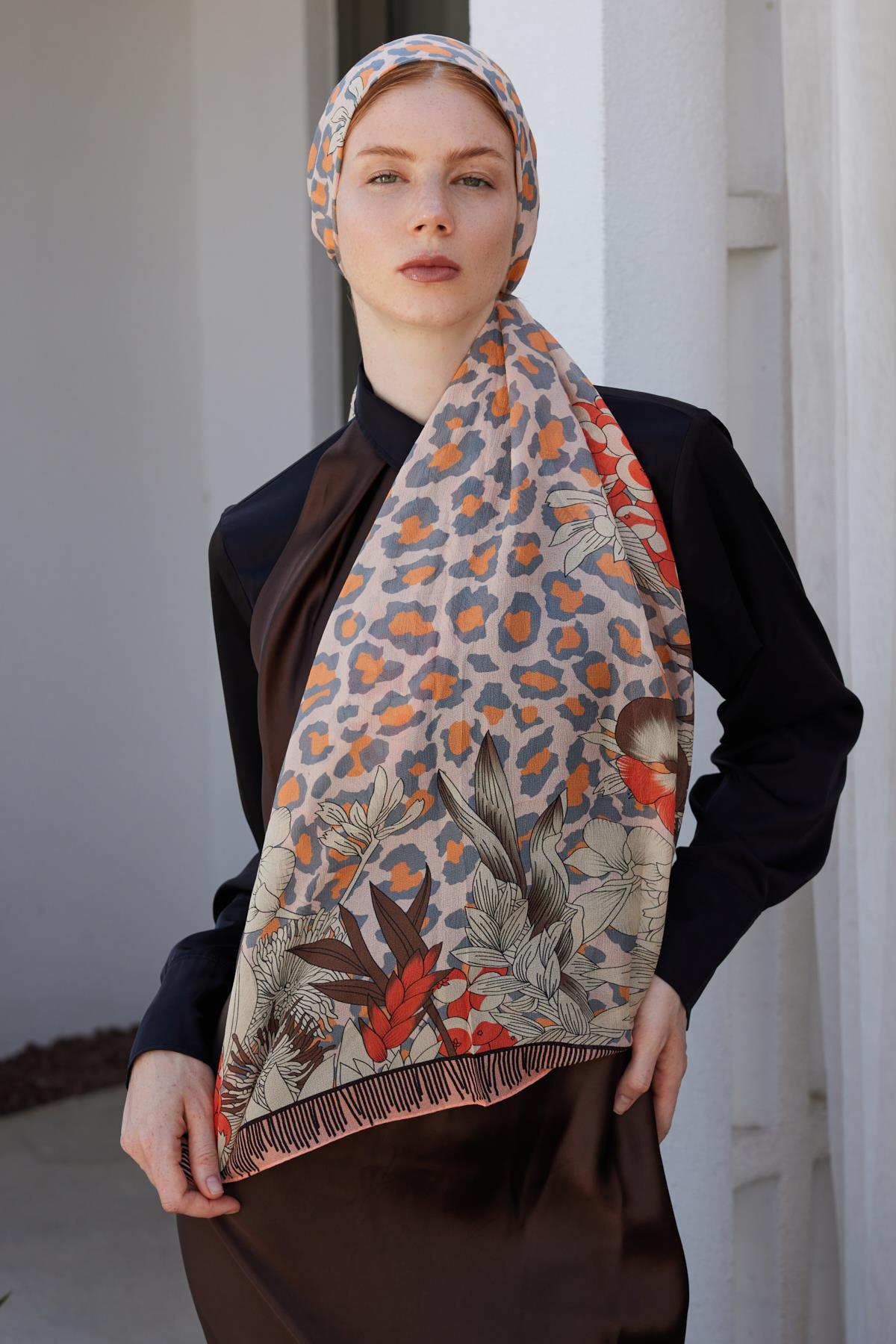 FENZA leopar gri şal