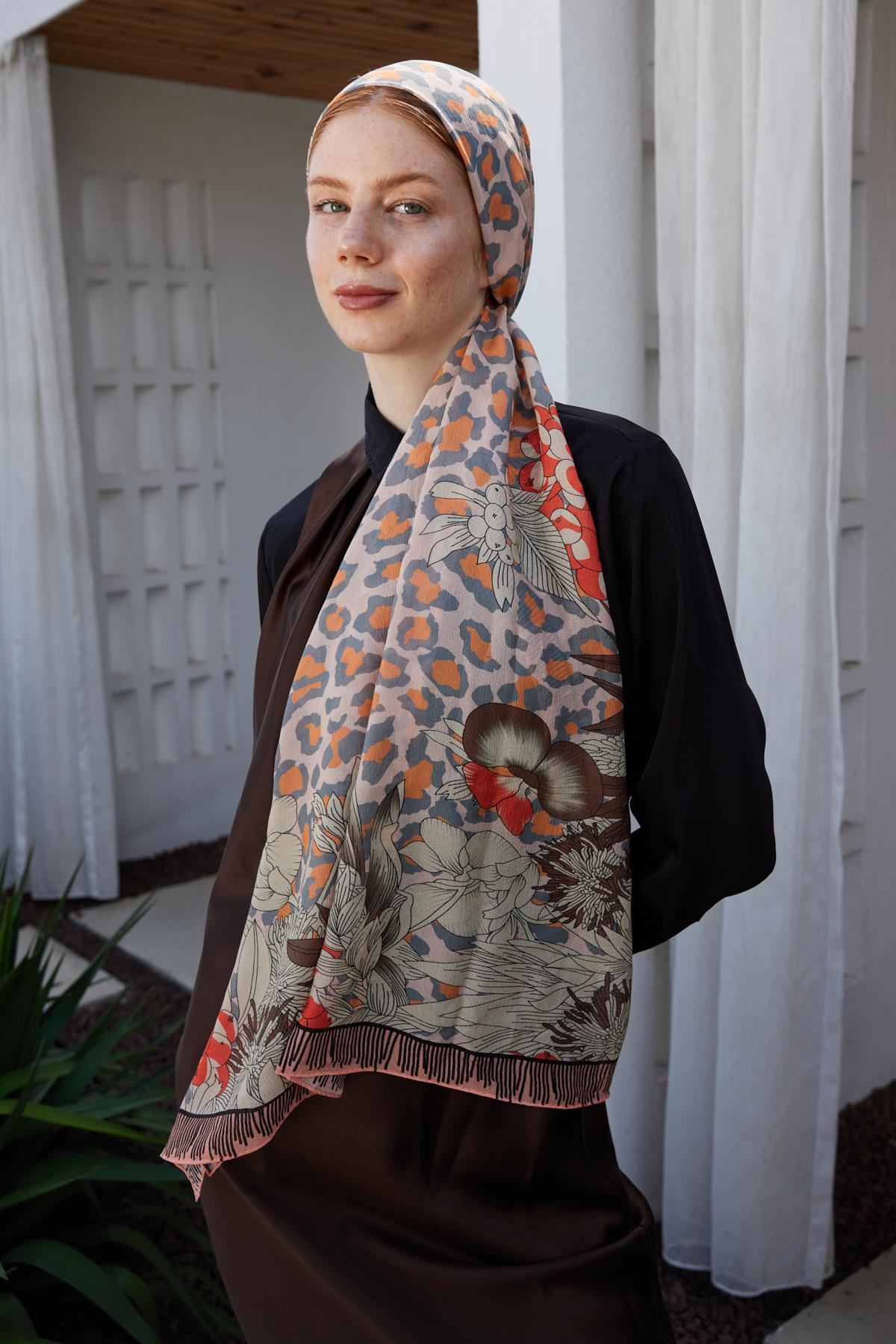 FENZA leopar gri şal