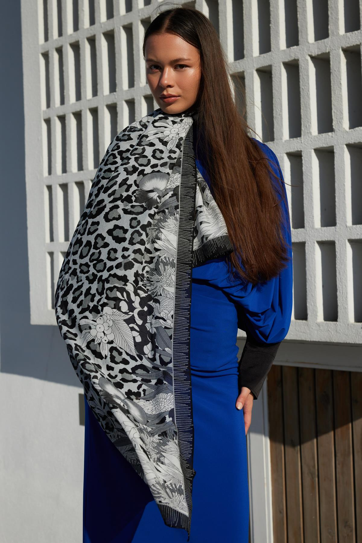 FENZA leopar siyah şal