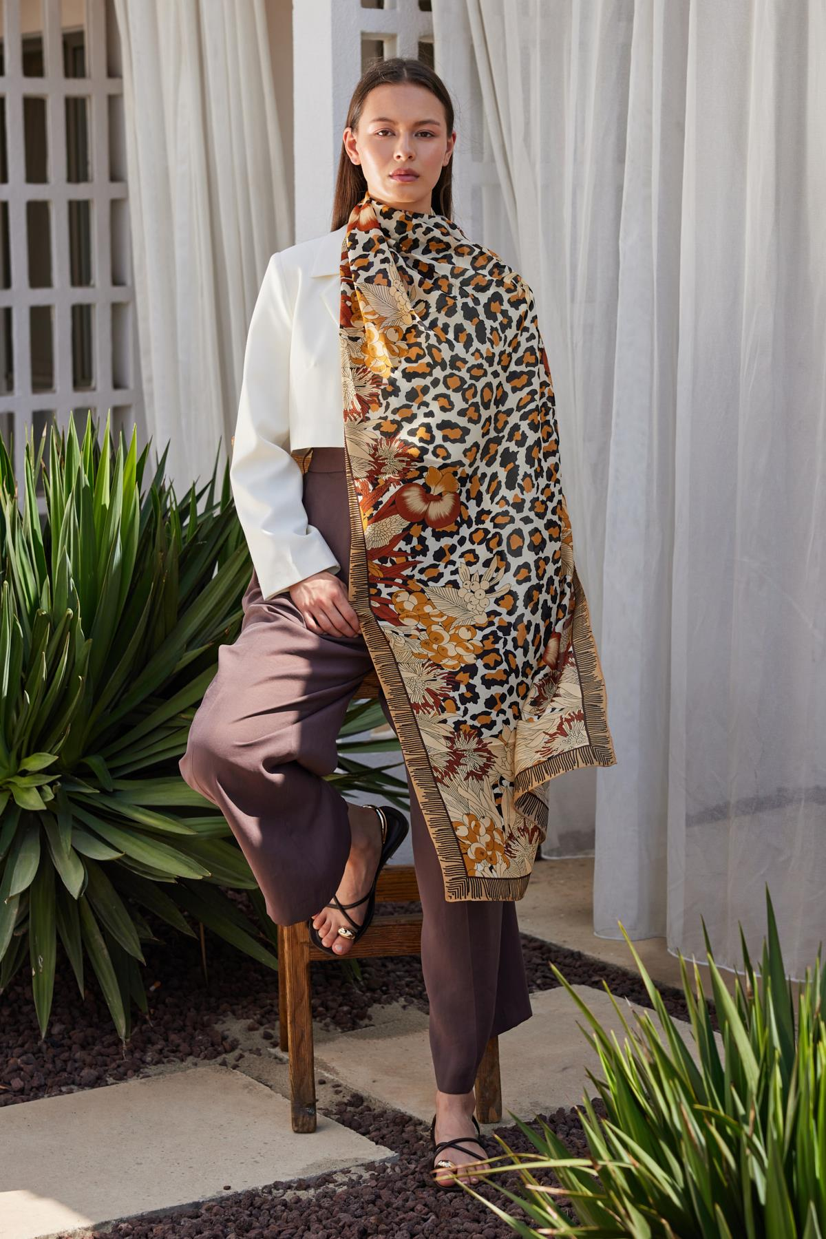 FENZA leopar tarçın şal